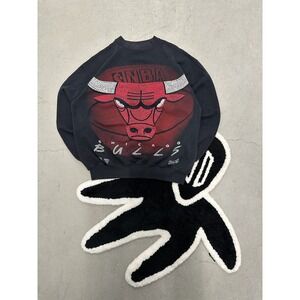 Vintage Chicago Bulls NBA Graphic Crewneck Sweatshirt Men's Large Black Tultex